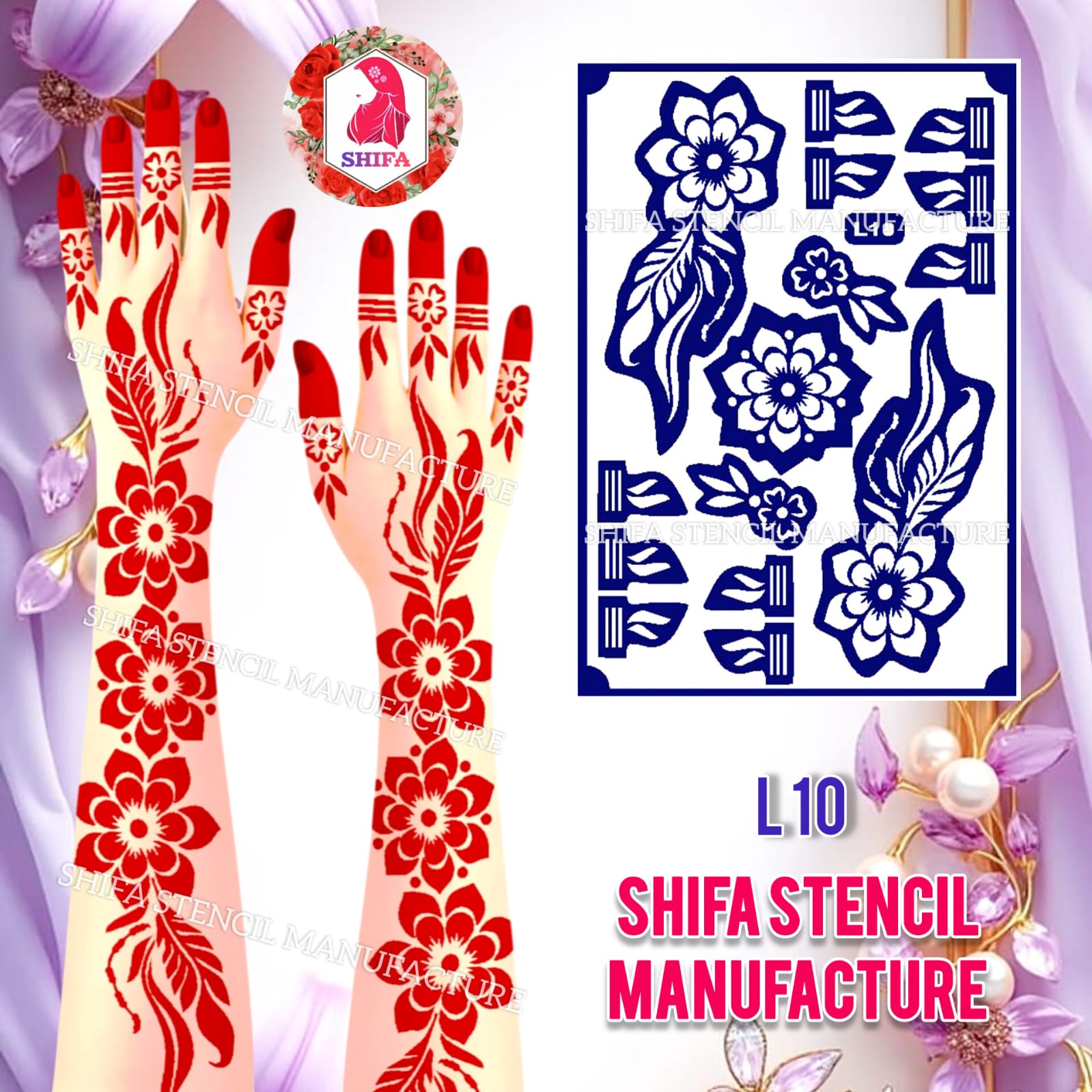 L 10 Classic Bloom Trail - Sticker Overview - Shifa Stencil Manufacturer